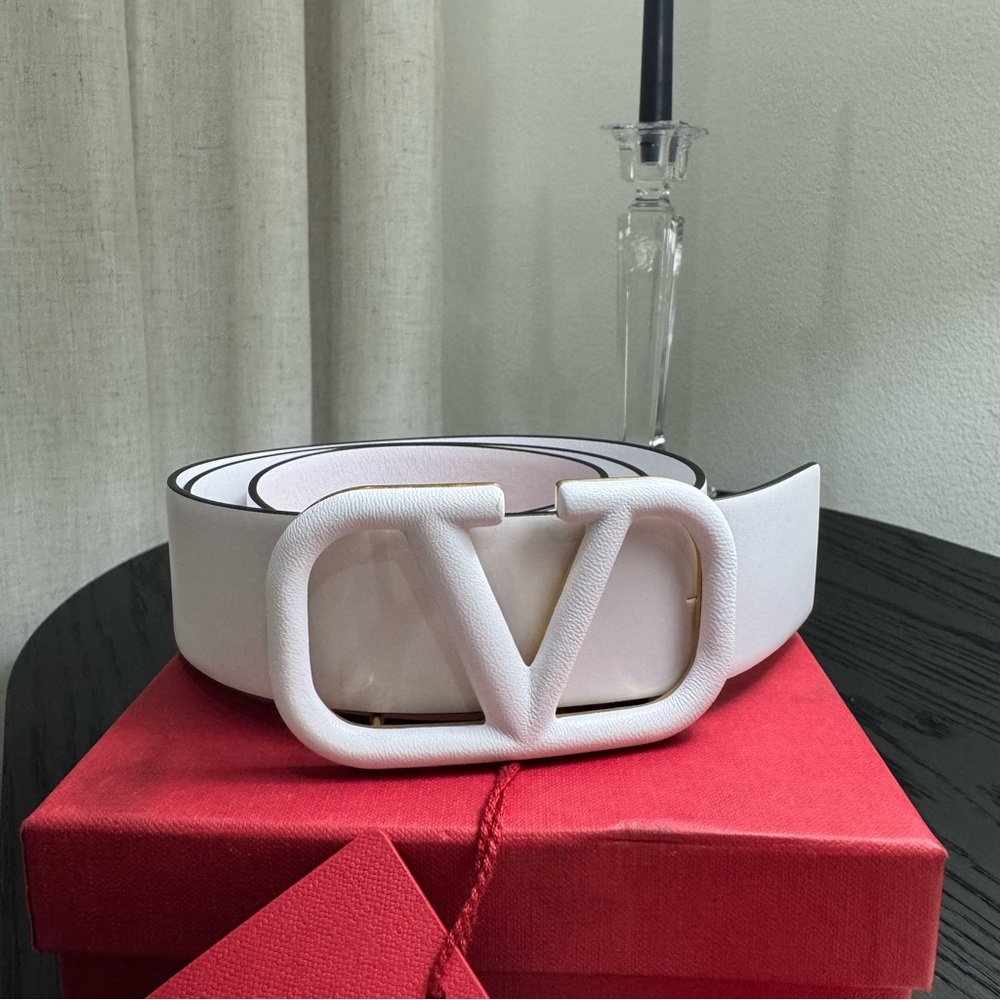 Valentino Garavani V-Logo Belt Leather White 80/32 - Picture 2 of 7